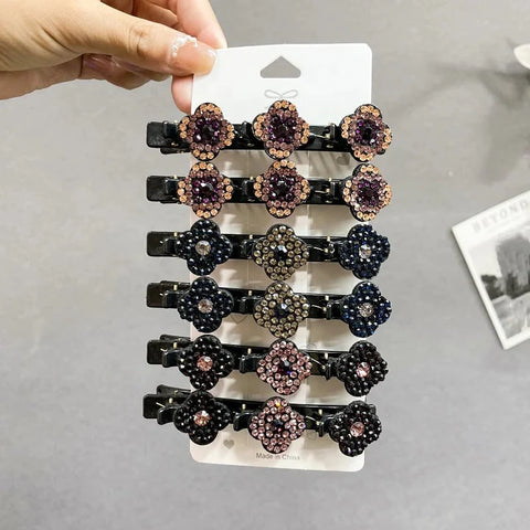 Sparkling Crystal Stone Braided Hair Clips (Pack of 3)