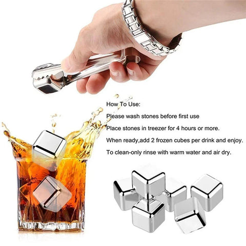 Stainless Steel Ice Cubes Set Reusable pack of 2,4,8