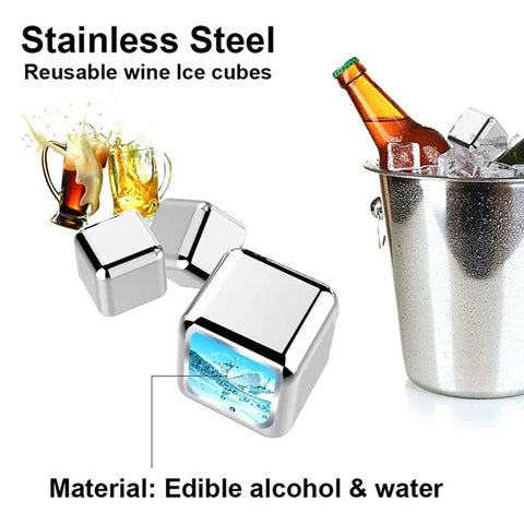 Stainless Steel Ice Cubes Set Reusable pack of 2,4,8