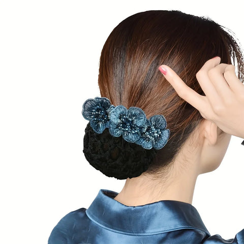 Elegant 3 Flower Decor Hair Net